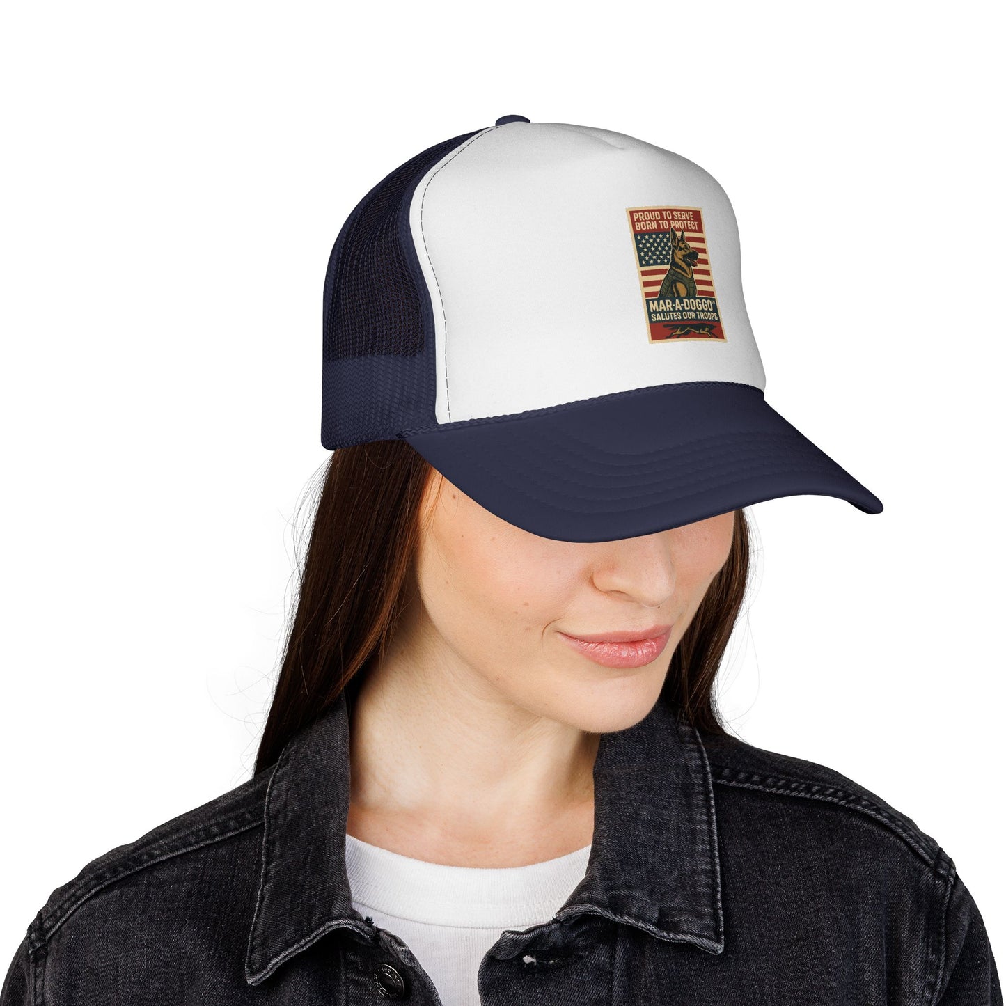Proud to Serve, Born to Protect Trucker Cap (One Size Fits Most)
