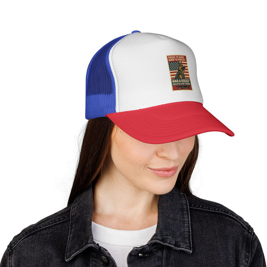 Proud to Serve, Born to Protect Trucker Cap (One Size Fits Most)